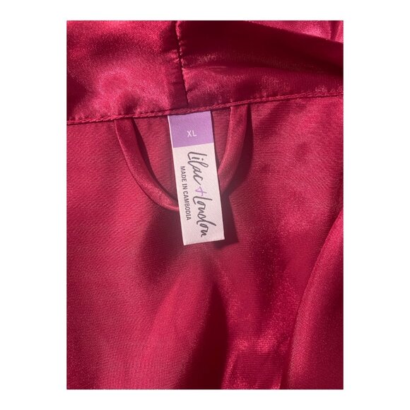 Lilac & London Scarlet Red Satin Robe X-Large - Picture 6 of 8